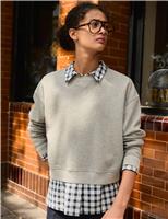 BAUKJEN Cotton Rich Cropped Sweatshirt Grey Marl