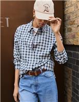 Cotton Rich Checked Collared Shirt