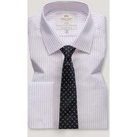 Hawes & Curtis Skinny Fit Non Iron Pure Cotton Striped Shirt Purple Mix