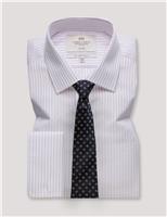 Hawes & Curtis Skinny Fit Non Iron Pure Cotton Striped Shirt Purple Mix