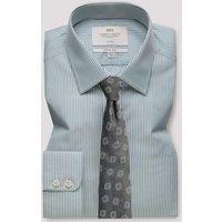 Hawes & Curtis Skinny Fit Non Iron Pure Cotton Striped Shirt Green Mix