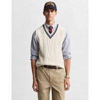GANT Pure Cotton Cable V-Neck Knitted Vest Cream