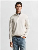GANT Pure Cotton Half Zip Sweatshirt Beige
