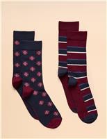 2 Pack Assorted Cotton Rich Socks