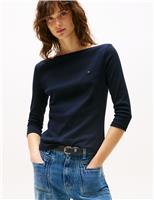 Tommy Hilfiger Pure Cotton Boat Neck Top White