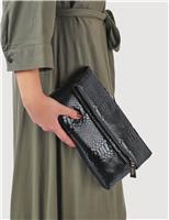 Leather Patent Snakeskin Clutch Bag