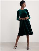 Velvet Knee Length Shift Dress