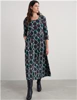 Cotton Rich Floral Midi Waisted Dress