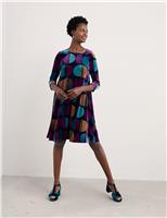 Velvet Geometric Knee Length Shift Dress