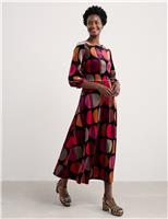 Velvet Geometric Midaxi Skater Dress