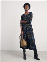 Cotton Rich Floral Midi Waisted Dress