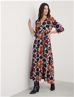 Floral V-Neck Midi Waisted Dress