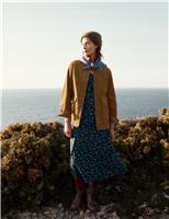 Cotton Modal Floral V-Neck Midi Waisted Dress