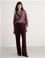 Wool Blend Straight Leg Trousers