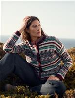 Wool Rich Fair Isle Crew Neck Cardigan