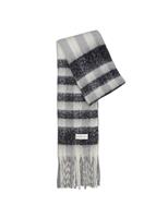 Checked Fringed Scarf with Wool