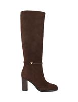 Suede Block Heel Knee High Boots