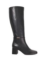 Leather Block Heel Knee High Boots