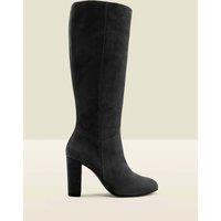 SOSANDAR Suede Block Heel Knee High Boots Black