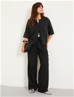 Checked Straight Leg Trousers with Wool