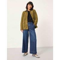 FatFace Mid Rise Wide Leg Cropped Jeans Dark Blue Denim