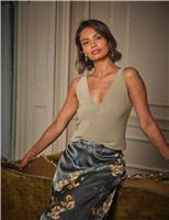 Sparkly V-Neck Textured Knitted Vest