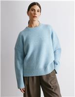 Pure Merino Wool Textured Crew Neck Jumper