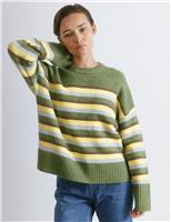 Ombre Striped Crew Neck Jumper with Wool