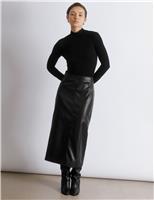 Leather Look Midi Pencil Skirt