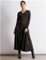 V-Neck Midi Skater Dress