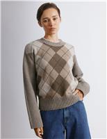 Argyle Crew Neck Jumper with Wool