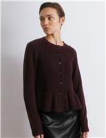 Crew Neck Peplum Cardigan with Mohair
