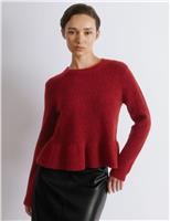 Crew Neck Peplum Jumper with Mohair