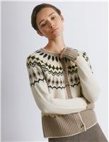 Fair Isle Yoke Cardigan with Wool