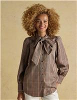Checked Pussybow Blouse
