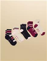5pk Cotton Rich Striped Dog Ankle High Socks
