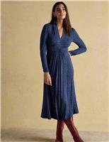 Printed V-Neck Midi Skater Dress