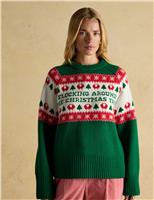 Embroidered Crew Neck Jumper with Wool