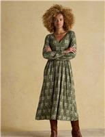 Floral V-Neck Long Sleeve Midi Dress