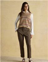 Tweed Checked Straight Leg Trousers