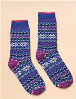 Cotton Rich Fair Isle Ankle High Socks