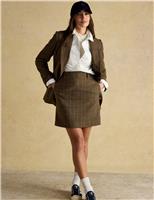 Wool Blend Checked Mini A-Line Skirt