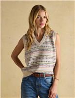 Cotton Rich Fair Isle V-Neck Knitted Vest