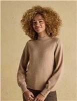 Cotton Rich High Neck Jumper with Wool