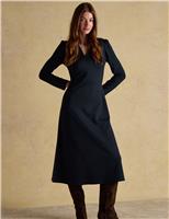 Collared V-Neck Midi Skater Dress