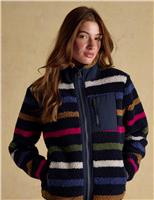 Borg Striped Funnel Neck Jacket