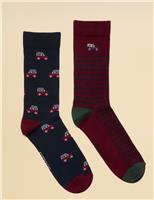 2pk Striped Cotton Rich Socks