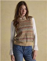 Cotton Rich Fair Isle Crew Neck Knitted Vest