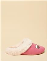 Embroidered Dog Round Toe Mule Slippers