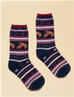 Fair Isle Horse Ankle High Socks